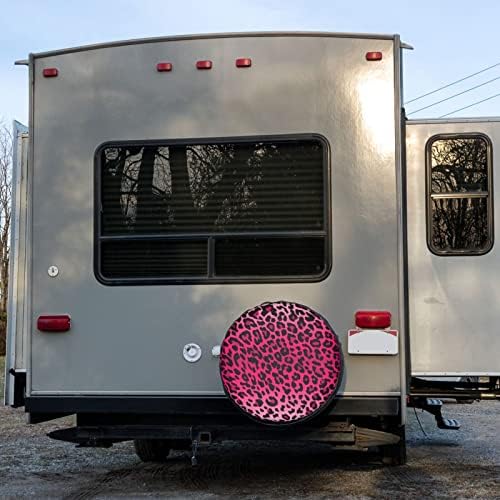 Pink Leopard Print Spare Tire Cover Dust-Proof Wheel Tire Cover Fit Trailer - Image 6