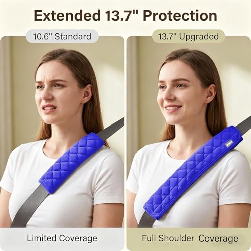 Soft Auto Seat Belt Pads Extra Long 13.7in, Seatbelt Shoulder Cover, 2 Piece Set - Image 4