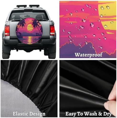 Palm Trees Spare Tire Cover 15in Spare Wheel Covers Tire Storage Cover - Image 4