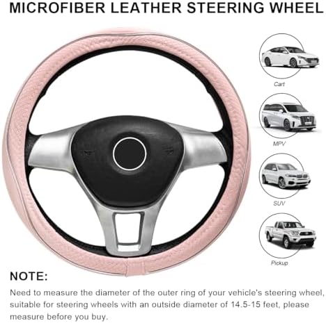 Car Steering Wheel Cover, 15 Inch Anti-Slip Breathable Leather Auto Steering - Image 2