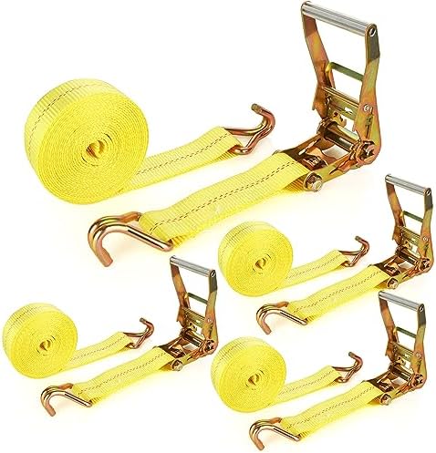 4 Pack 2 Inch Ratchet Straps Heavy Duty 20ft Tie Down Straps Ratchet by LISHINE