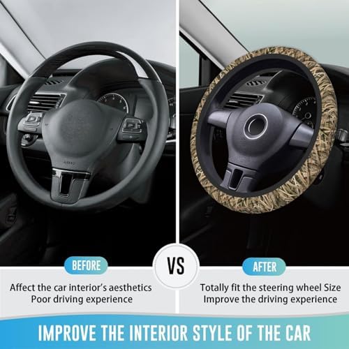 Elastic Steering Wheel Cover 15 Inch, Shadow Grass Blades - Image 3