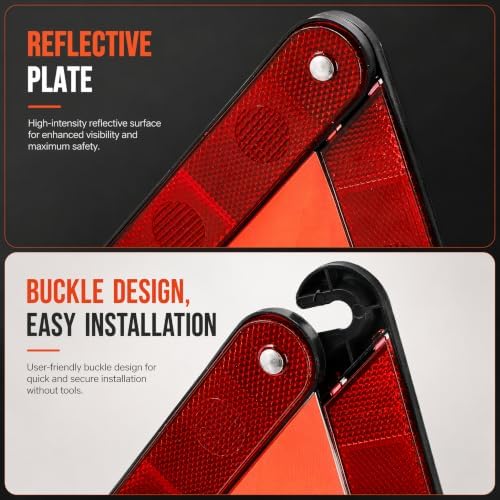 Fasmov 3 Pack Emergency Warning Triangle Kit, High Visibility Reflective Safety - Image 3