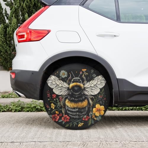 Spare Tire Cover Bee and Flowers Wheel Covers Protectors Waterproof Dust-Proof - Image 7