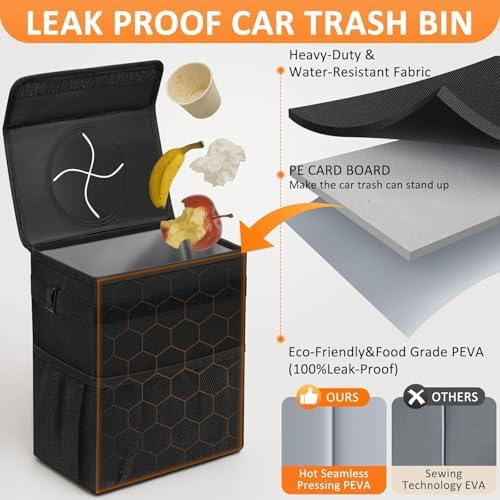 Vankor Car Trash Can with Lid Leak Proof Car Accessories - Image 3