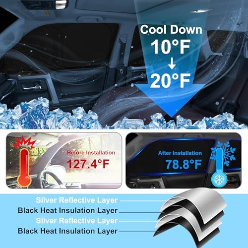 8PCS Windshield Sun Shade Custom Fit - Image 4
