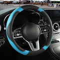 Black Blue Microfiber Leather Steering Wheel Cover 14 inch by Binsheo