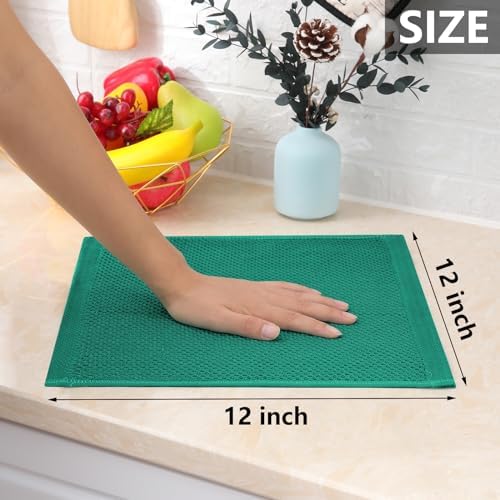 Homaxy 100% Cotton Waffle Weave Kitchen Dish Cloths 6-Pack, Dark Green - Image 5