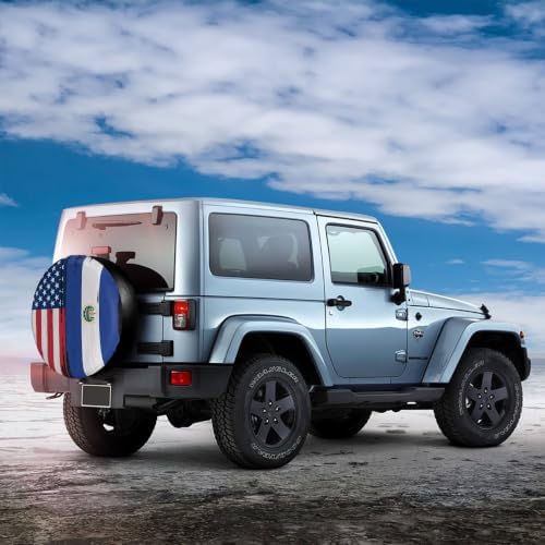 USA El Salvador Flag Spare Tire Cover, Universal Waterproof & Dustproof Wheel - Image 5
