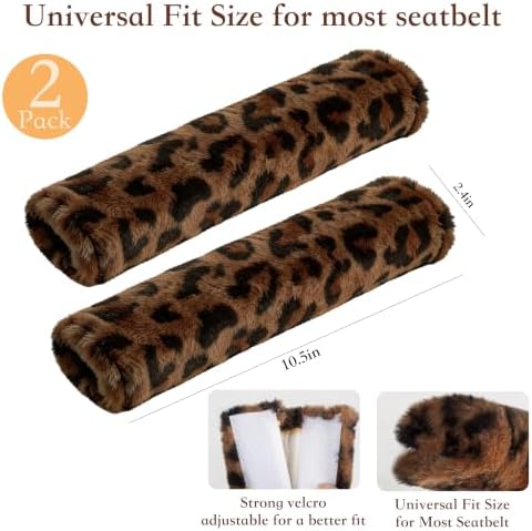 Amooca 2-Pack Soft Furry Universal Seatbelt Cover Car Shoulder Pad - Image 5