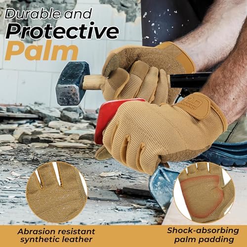 HANDLANDY Work Gloves for Men & Women, Utility Mechanic Working Gloves Touch - Image 2