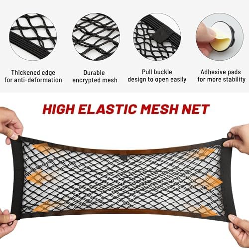 RED WOLF 2 Pcs Universal Cargo Net Pocket Elastic Mesh Netting Car Mesh Pouch - Image 2