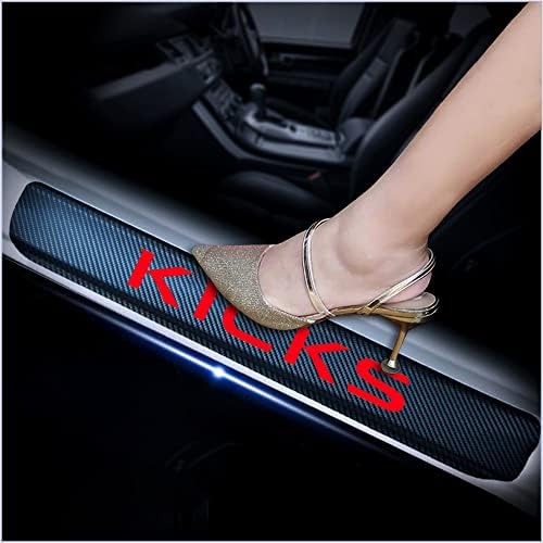 4Pcs Car Door Sill Protector for Nissan Kicks, Carbon Fiber Anti-Scratch Guard by Unknown