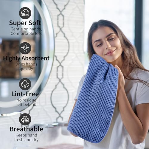 Microfiber Waffle Hand Towels, 4 Pieces, Fast Drying, Lint Free 430 GSM - Image 4