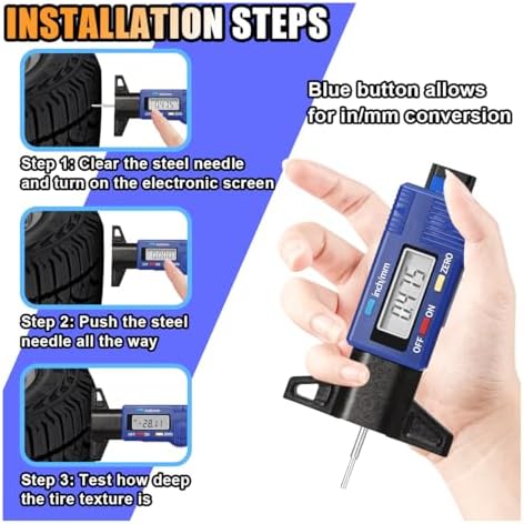 KITUREK LCD Display Tire Tread Depth Gauge, Tire Wear Gauge Tread Checker - Image 5