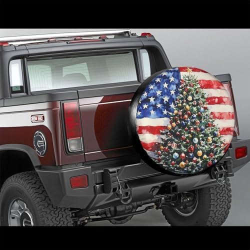 Christmas Tree American Flag Spare Tire Cover Wheel Protectors Waterproof Wheel - Image 4
