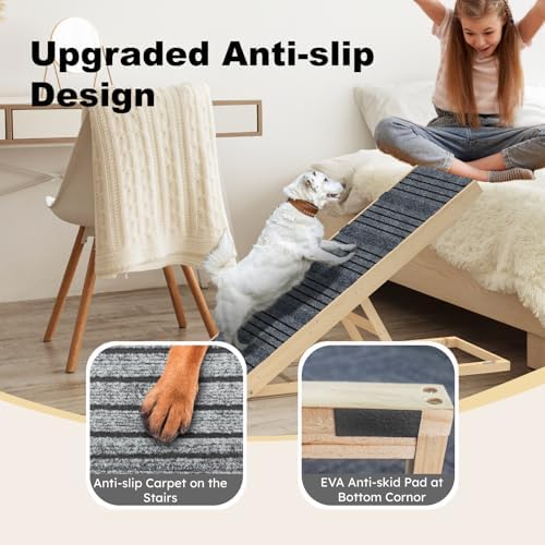 TIMHAKA Dog Ramp for Bed with 7 Adjustable Heights, Supports Up to 150lbs - Image 5