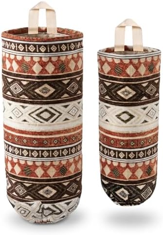 Plastic Bag Holder, Wall Mount Grocery Bag Dispenser, Cotton Aztec Jacquard by HDDahua
