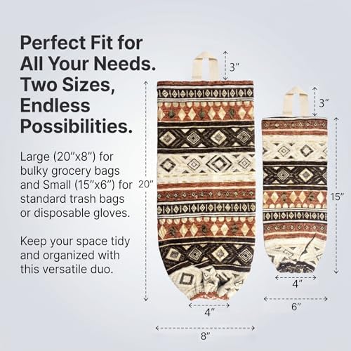 Plastic Bag Holder, Wall Mount Grocery Bag Dispenser, Cotton Aztec Jacquard - Image 3