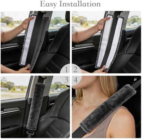 Amooca 2-Pack Soft Furry Universal Seatbelt Cover Car Shoulder Pad - Image 4