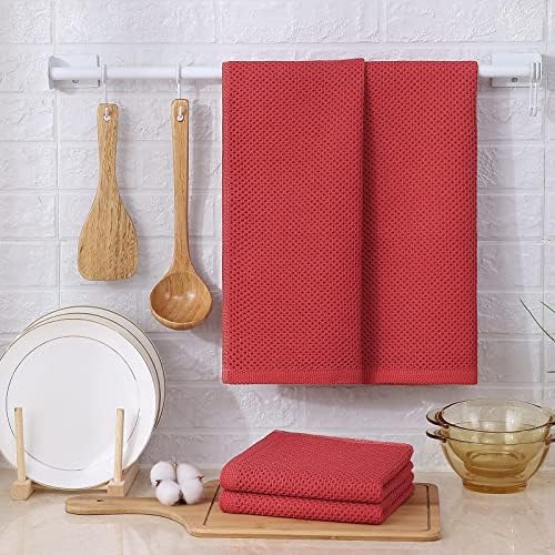 Kitinjoy 100% Cotton Waffle 8-Pack Kitchen Towels, Brick Red - Image 6
