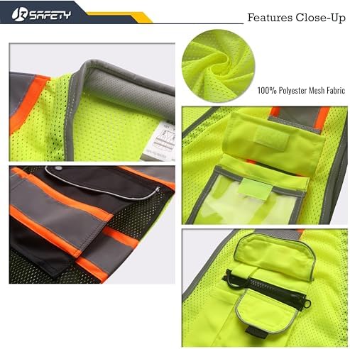 JKSafety Hi Vis Safety Vest for Men Women Cushioned Collar JK101 YBlack XL - Image 2
