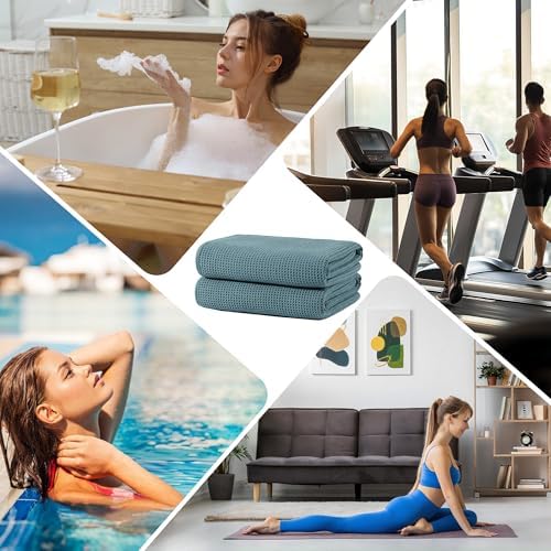 POLYTE 380 GSM Poly Blend Microfiber Quick Dry Waffle Bath Towel, 30x60 in - Image 6