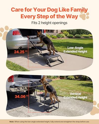VEVOR Dog Stairs for Car, 4 Steps Extra Wide Foldable Dog Ramp for Large Dogs - Image 2