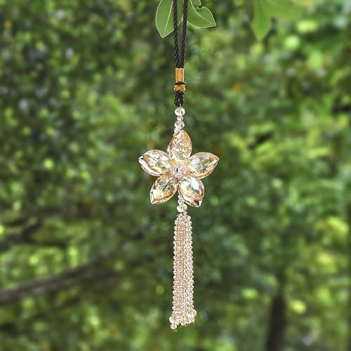AuMoHall Crystal Flower Rear View Mirror Pendant Car Hanging Ornament Lucky - Image 5