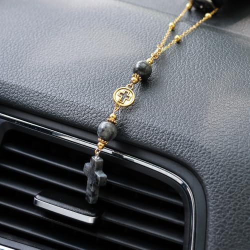 Larvikite Cross Car Hanging Ornament - Image 4