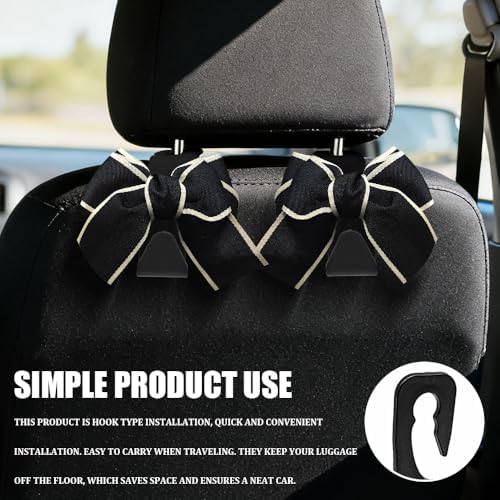 2PCS Car Seat Headrest Hooks, Car Bag Hooks, Cute Bow Knot Vehicle Seatback - Image 4
