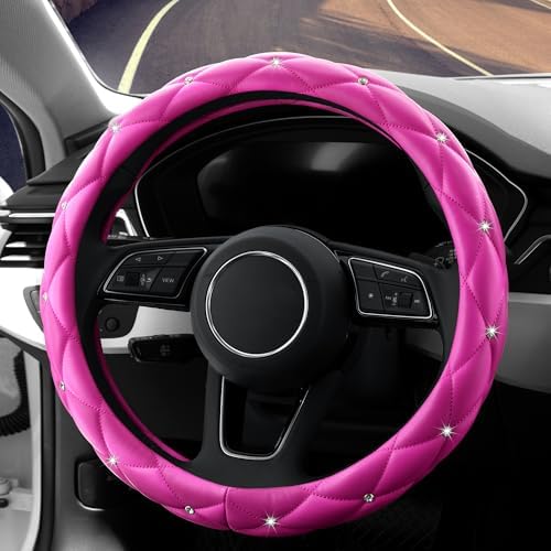 YOGURTCK Cute Diamond Soft Leather Anti-Slip Steering Wheel Cover by YOGURTCK