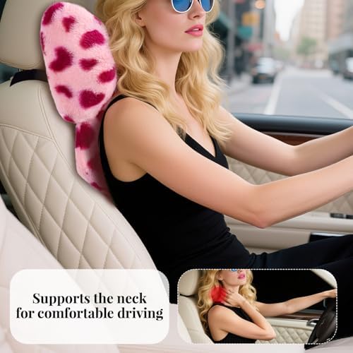 2 Pack Bow Car Headrest Pillow Comfortable Soft Plush Head Rest Cushion - Image 6