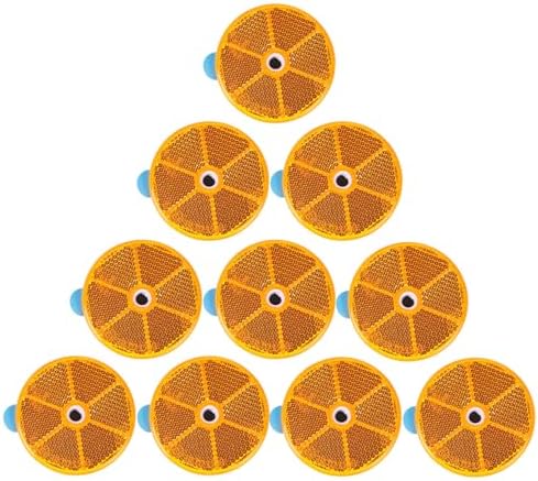 10 Pack Yellow Self Adhesive and Screw on Round Reflectors DOT by YinaolanAutomotiveParts