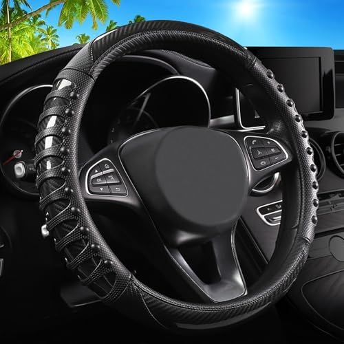 3D Massage Car Steering Wheel Cover, 14.5-15 Inch Universal Black Carbon Fibre by ExquisiteCarAccessories