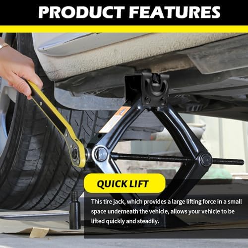 Scissor Jack for Car with Ratchet Wrench, 1.5T Capacity Scissor Car Jack Kit - Image 4