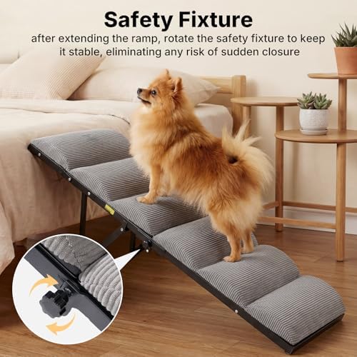Veehoo Foldable Dog Ramp for Bed Couch Large Dogs, Adjustable 17-23'' High - Image 2