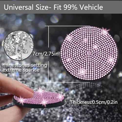 NBTEPEM 4pcs Bling Car Cup Holder Coaster, 2.75 inch Anti-Slip Shockproof - Image 2