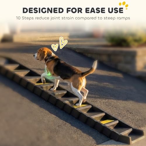 PawHut Dog Ramp for Car Truck SUV Foldable Dog Stairs for Large Dogs Black - Image 4
