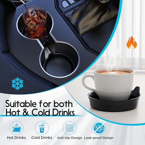 Amooca 2-Pack Car Cup Coaster Silicone Spill-Proof Cup Holder Inserts - Image 2