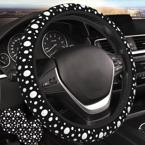 Polka Dot 3Pc car Set: Steering Wheel Cover 15in + Polka Dot 2 Cup Coasters by Unknown