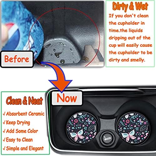 Butterfly Small 2.56" Absorbent Car Coasters 2 Pack, Auto Coasters - Image 4