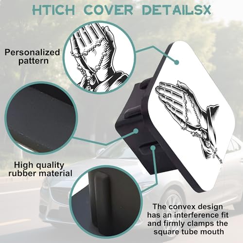 Trailer Hitch Cover, Praying Hands Holding Rosary Beads Tow Hitch Cover - Image 4