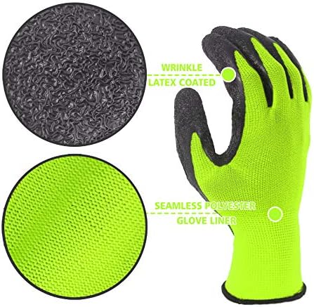 Evridwear Crinkle Latex Rubber Coated Safety Work Gloves - Image 4