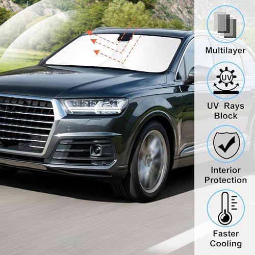 Windshield Sun Shade for 2016-2025 2026 Audi Q7 Accessories - Image 2