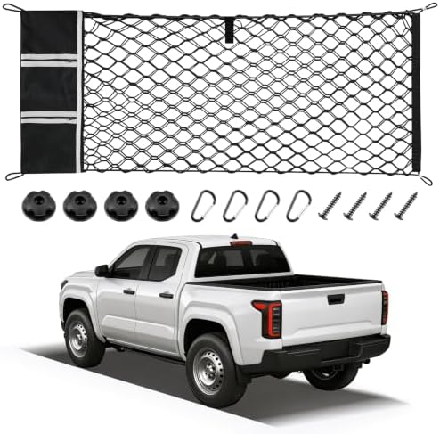 Amiss Truck Bed Cargo Net with Side Organizer, Compatible with Toyota Tacoma by Amiss