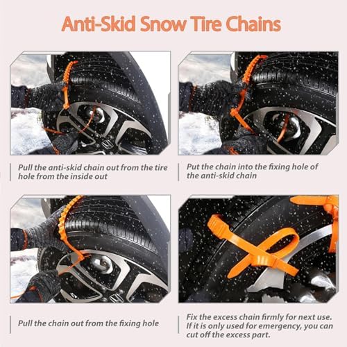 Universal Anti-Skid Snow Tire Chains, Heavy-Duty Anti Slip Tire Straps - Image 5