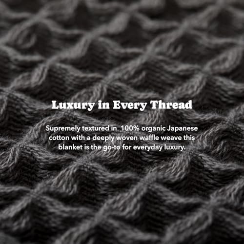 Luxury Organic Japanese Cotton Waffle Towelket Throw Blanket Bedspread - Image 6