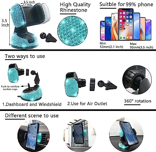 NBTEPEM 27 PCs Aquamrine Bling Car Accessories Set - Image 5