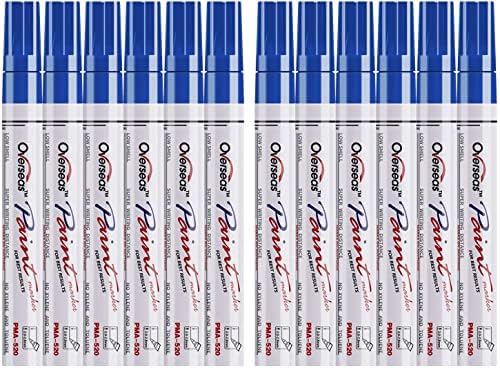 Overseas 12 Blue Paint Pens Permanent Markers, Oil Based Paint Markers by Overseas